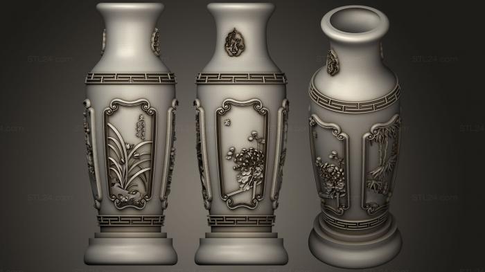 Вазы (Ремонт вазы из бамбука и хризантем, VZ_0268) 3D модель для ЧПУ станка